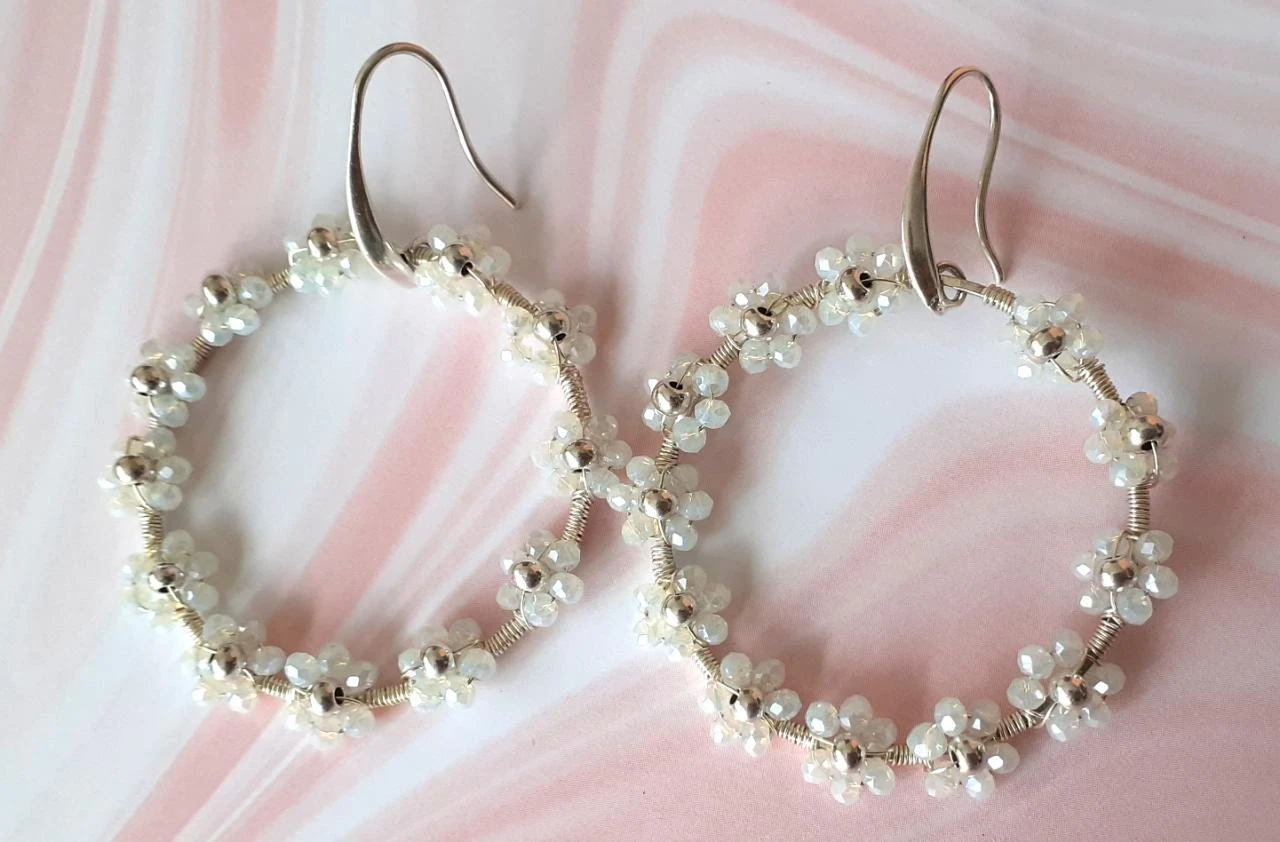 Pendientes colgantes con flores de opalita – photo 2